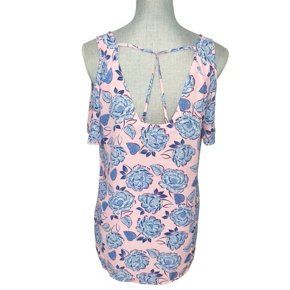 Kut from the Kloth MC Pink and Blue Backless Short Sleeve Blouse size S - Picture 4 of 11